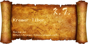 Kremer Tibor névjegykártya